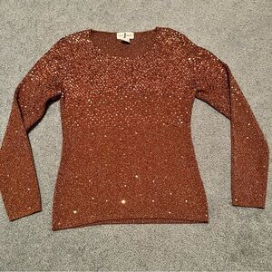Once 1 Again Brown Metallic Sweater | Size XL